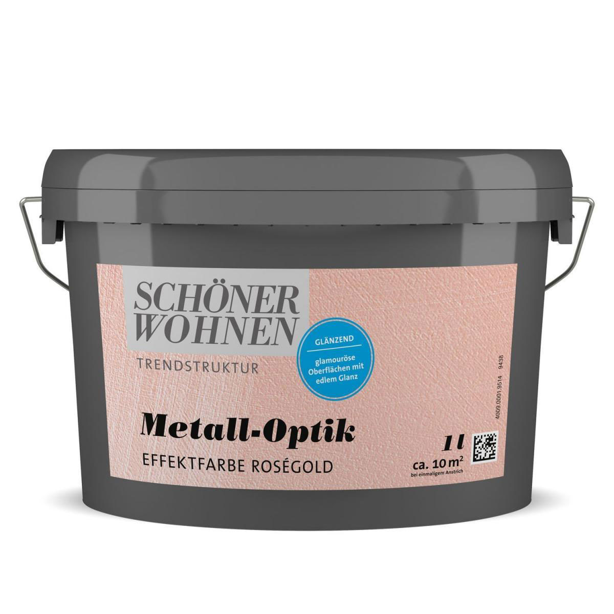 Schöner Wohnen Farbe Metall-Optik Effektfarbe rosegold 1 L