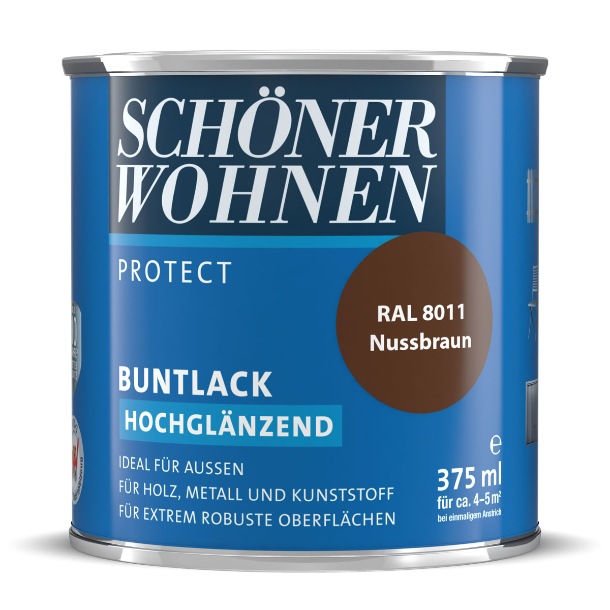 Schöner Wohnen Farbe Buntlack Protect nussbraun hochglänzend 375 ml