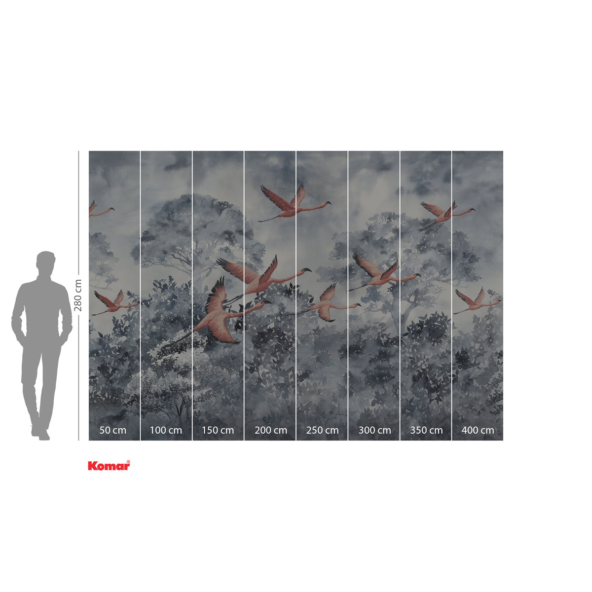 Komar  Vlies Fototapete Flamingos in the Sky 400x280 cm Bild 3