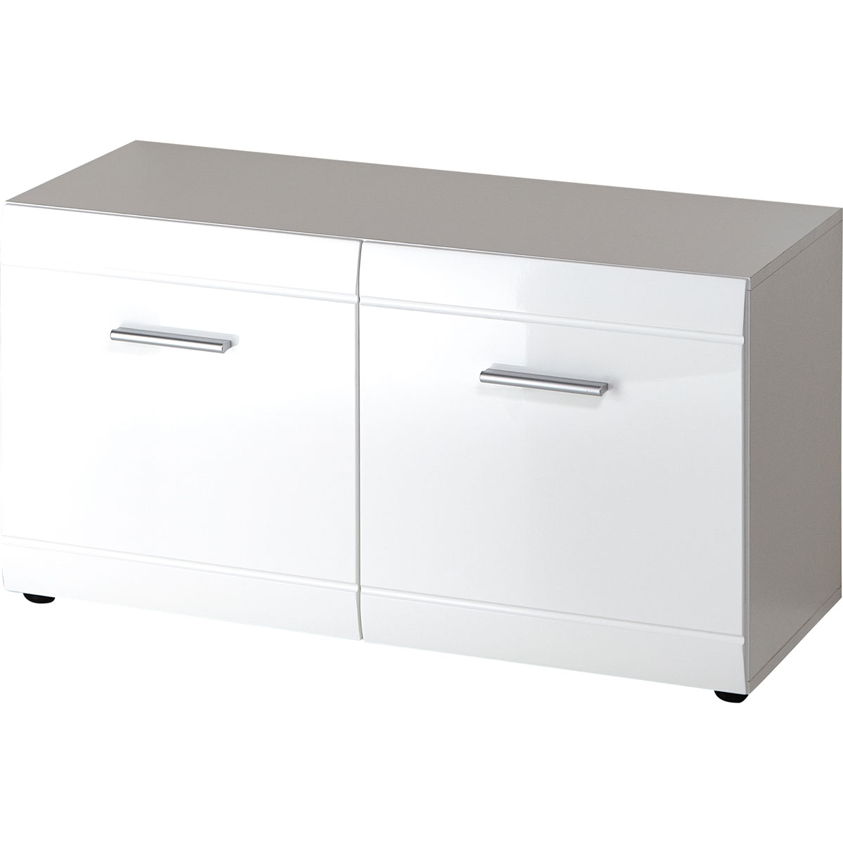 Schuhbank Adison Fronten in Hochglanz mit Rillenfräsung 96 x 51 x 39 cm weiß Bild 1