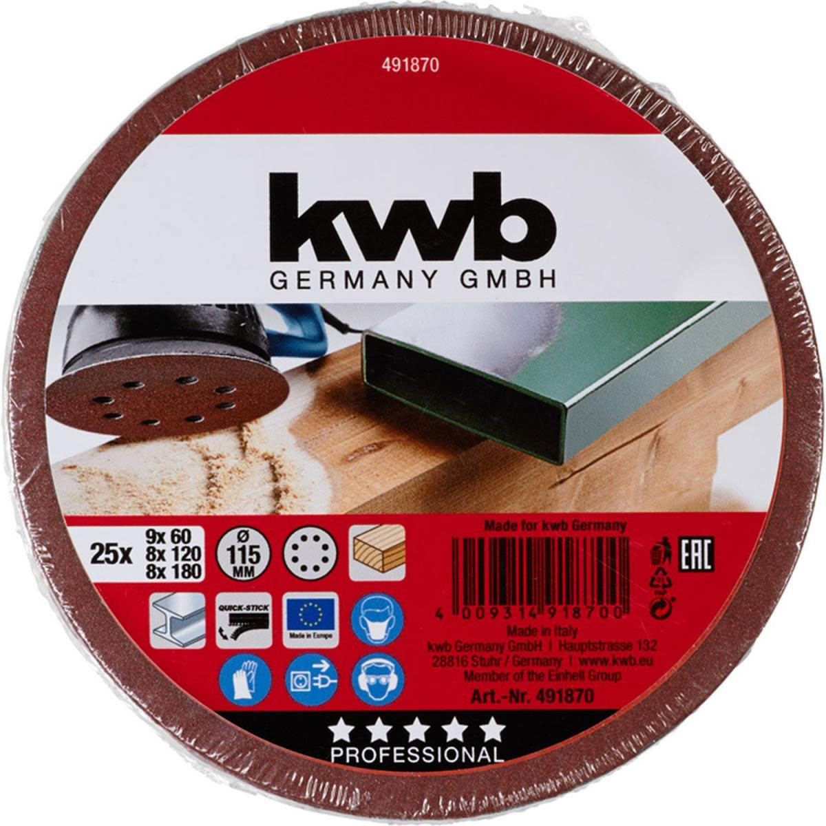 kwb  Schleifscheiben Quick-Stick Holz und Metall Durchmesser 115 mm Bild 2