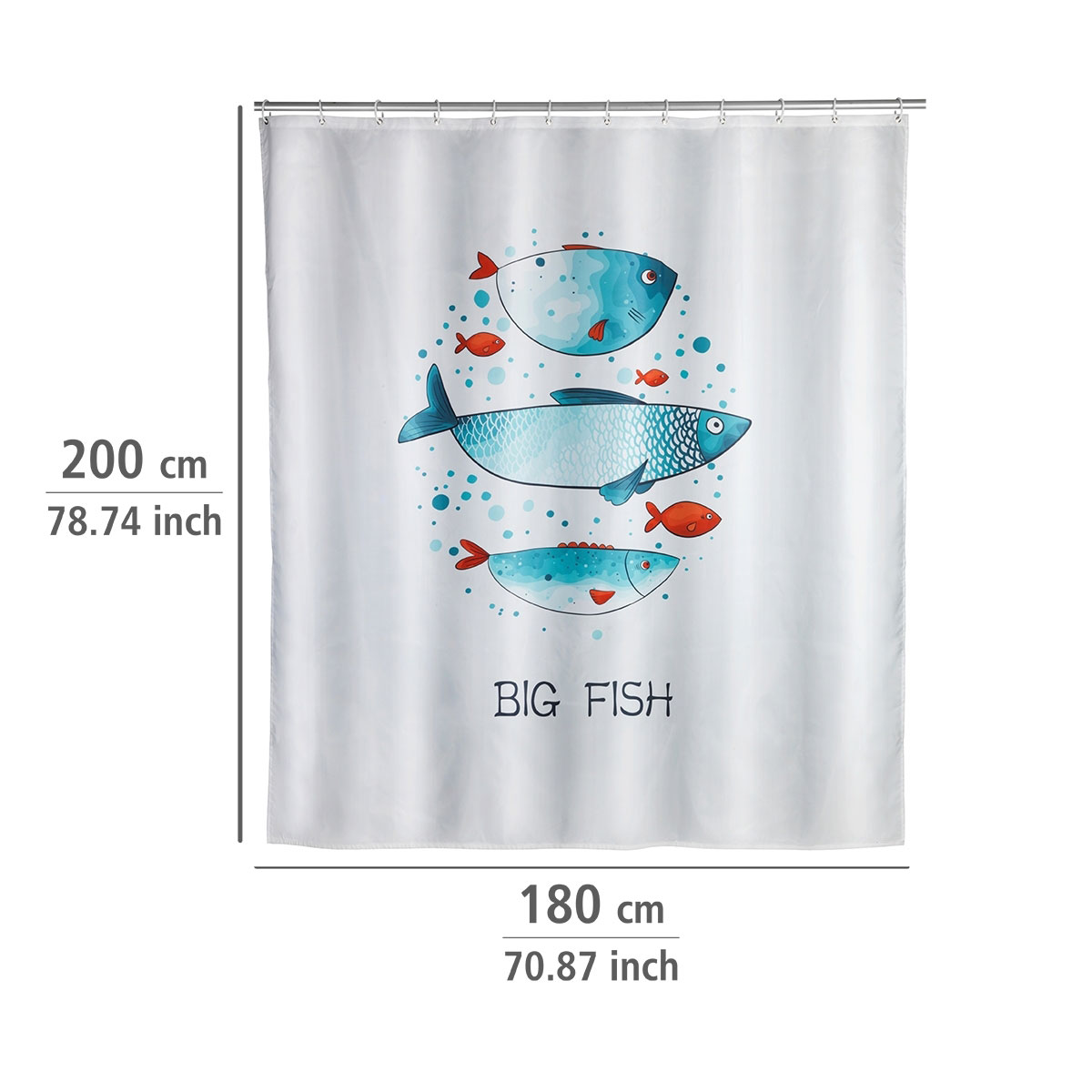 Wenko  Duschvorhang Big Fish Textil Polyester 180 x 200 cm waschbar Bild 5