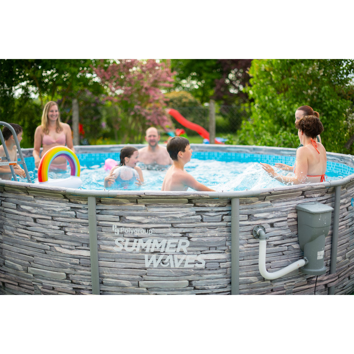 Summer Waves Elite Frame Pool 427x427x107cm Stein Grau Bild 3