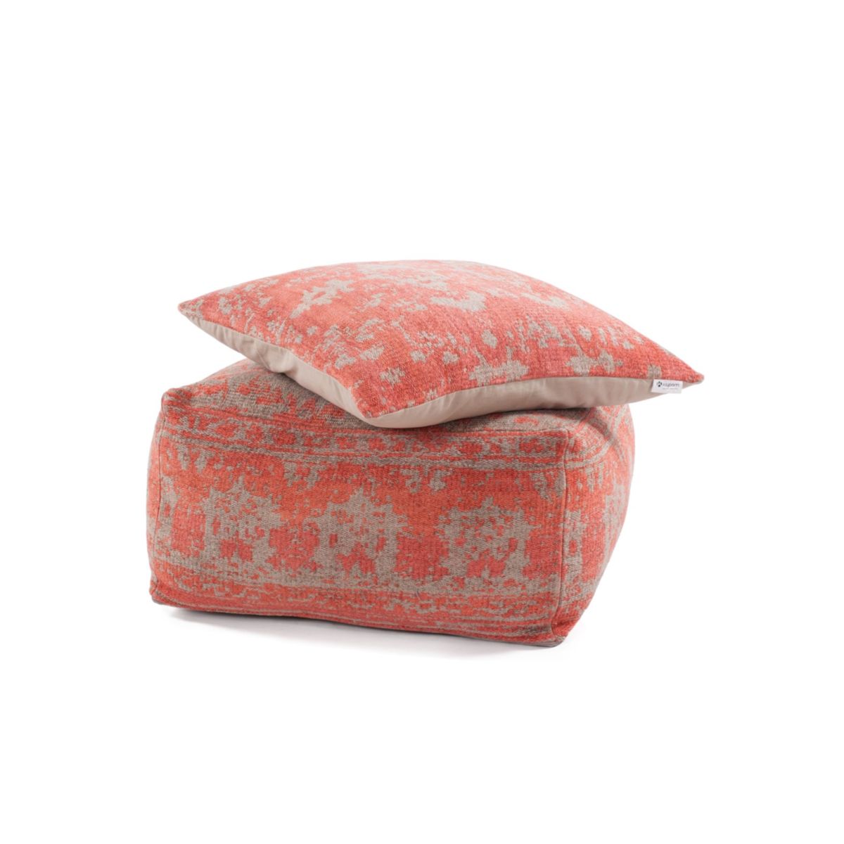 Pouf und Kissen Set Hocker Paramount 310 rot Braun 80x80cm