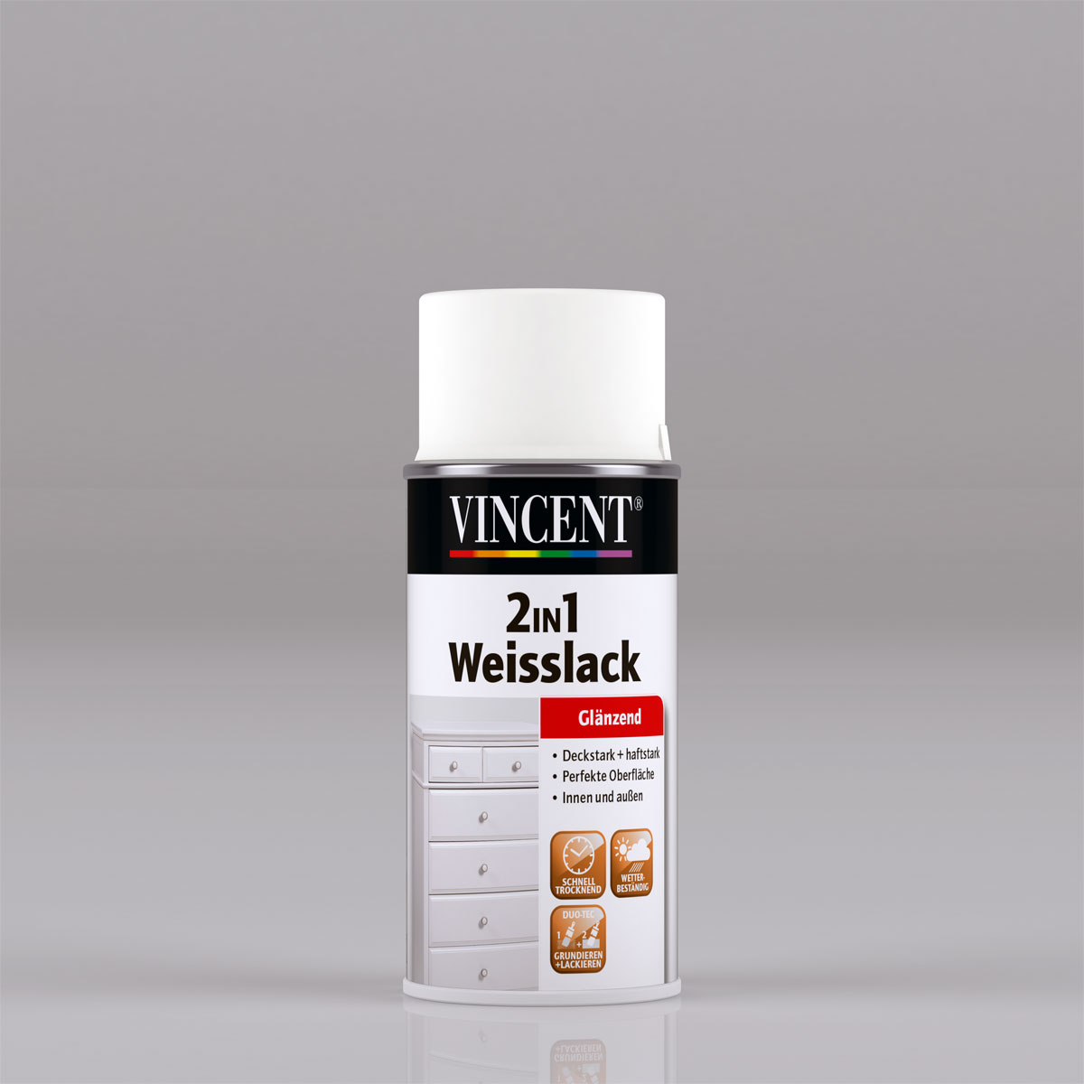 Vincent 2in1 Weißlack RAL 9010 Reinweiß glänzend 150 ml