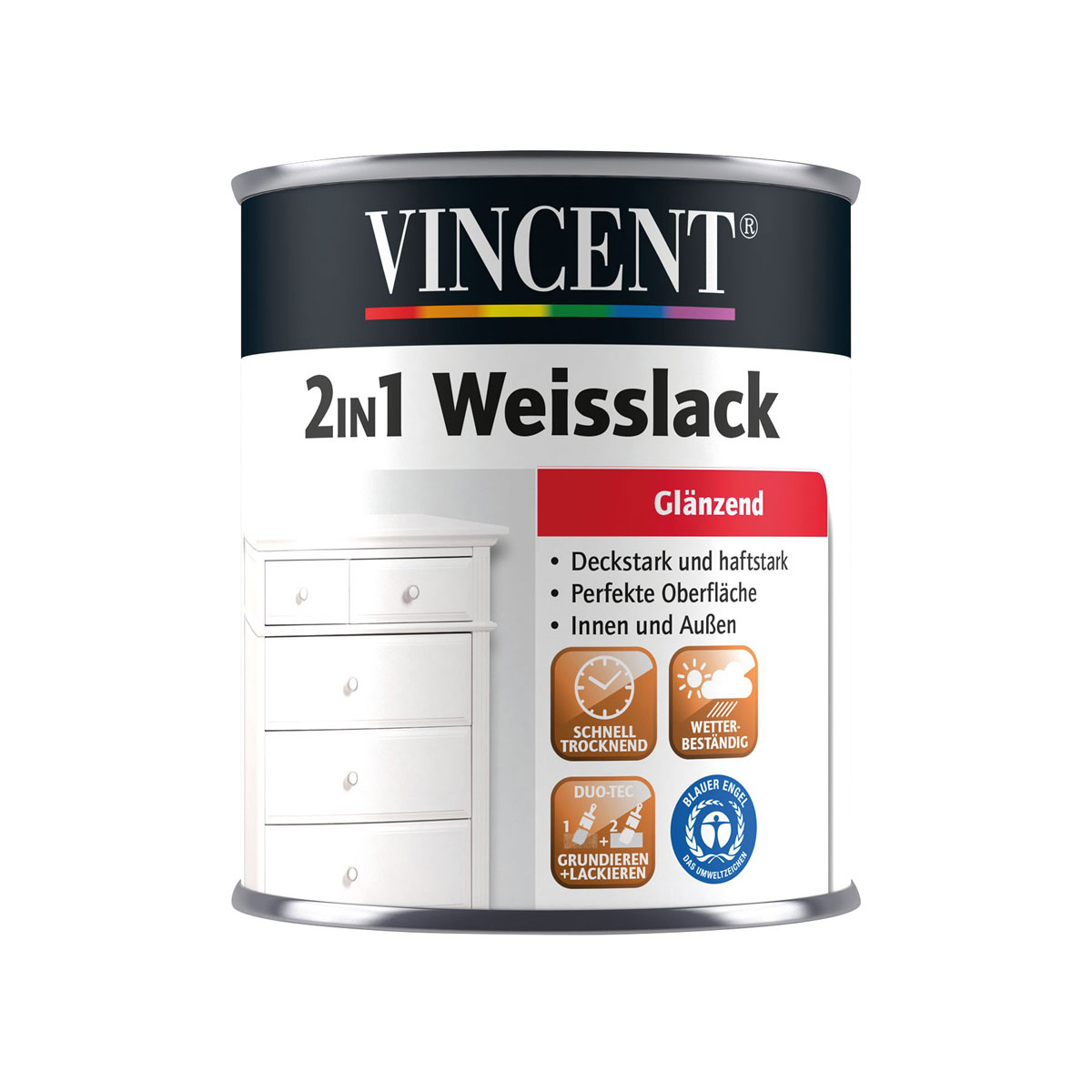 Vincent 2in1 Weißlack glänzend 750 ml