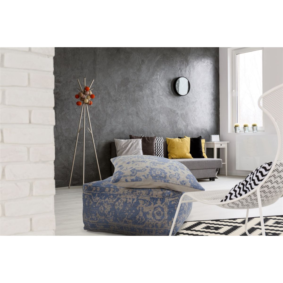 Pouf und Kissen Set Hocker Paramount 410 Braun blau 80x80cm Bild 4