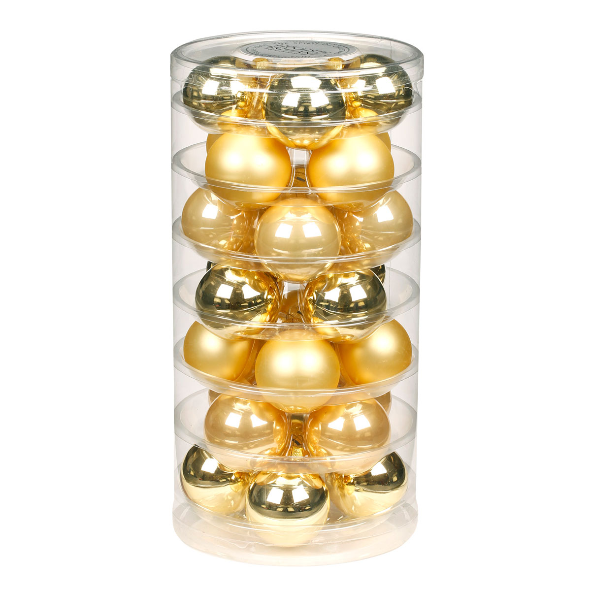 Kugeln 45 mm 28Stück/Dose hellgold glanz und matt gold opal