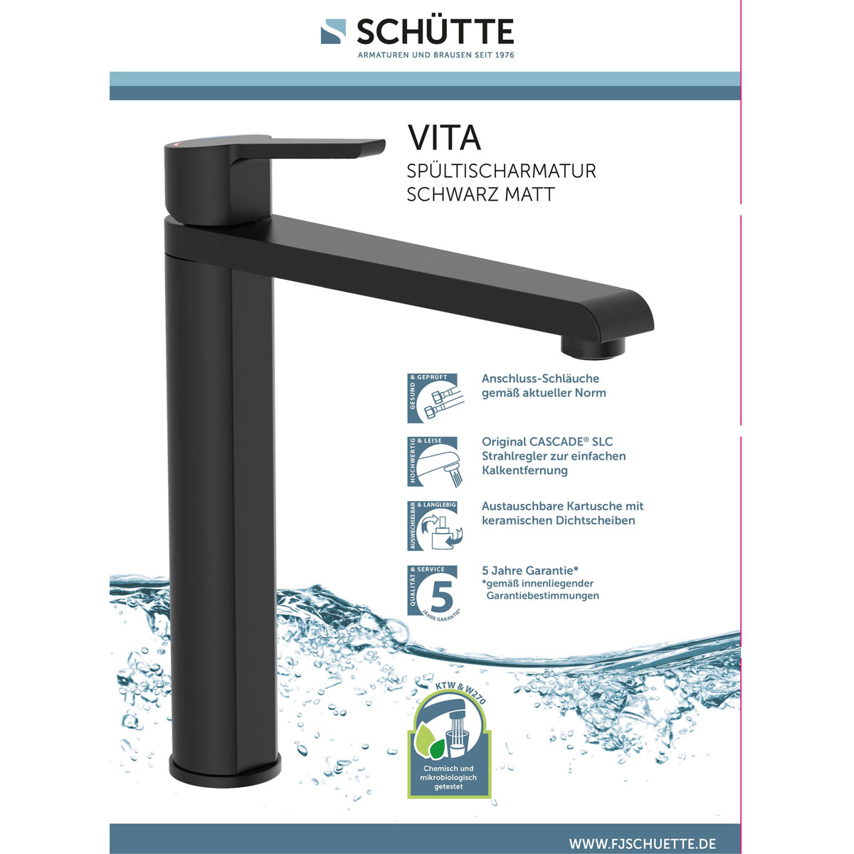 Schütte Spültischarmatur mit hohem Auslauf VITA schwarz Bild 3