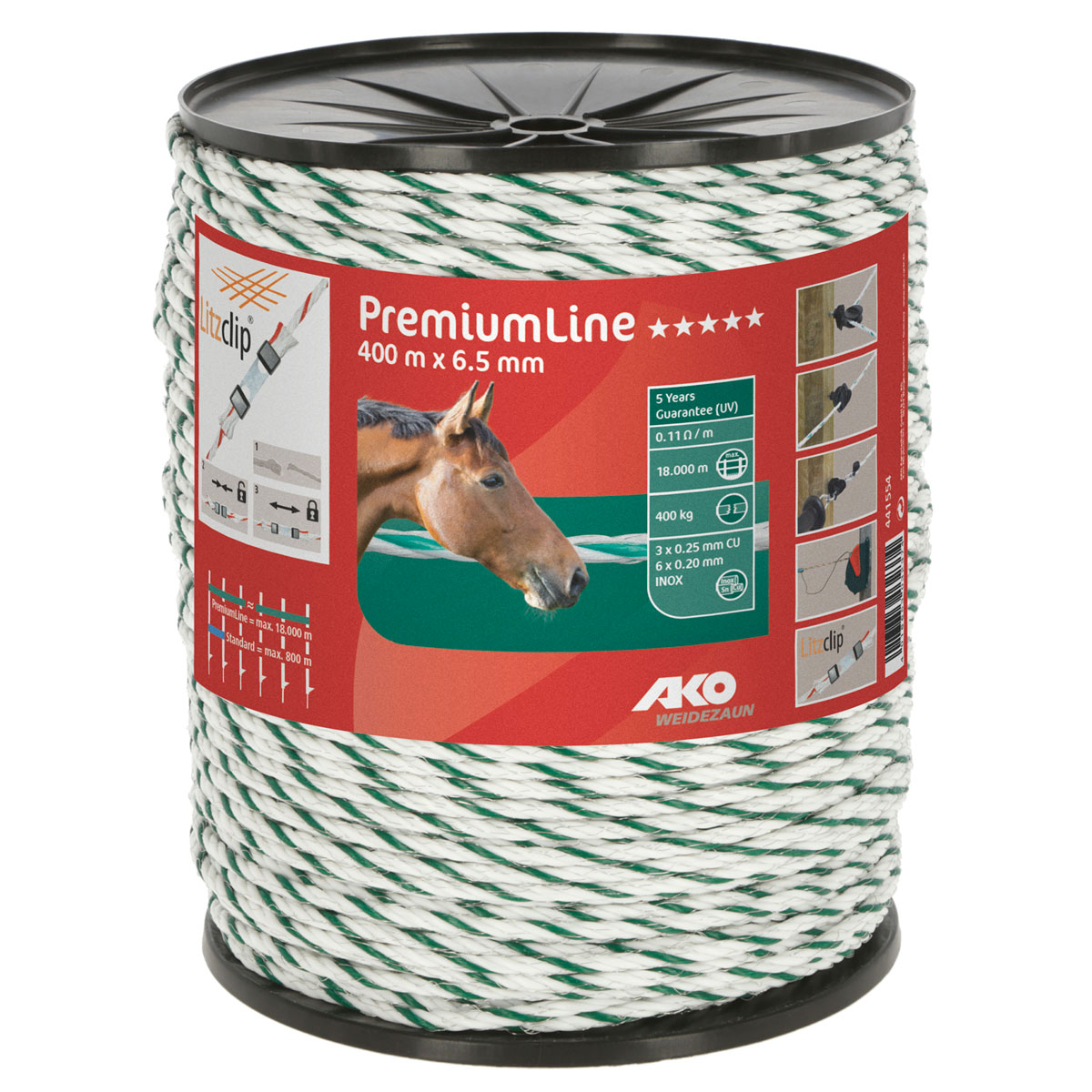 Weidezaunseil PremiumLine Durchmesser 6,5 mm 400 m grün-weiß Bild 2