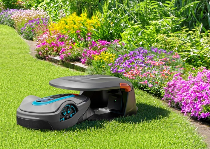 Rasenmäher auf dem Rasen