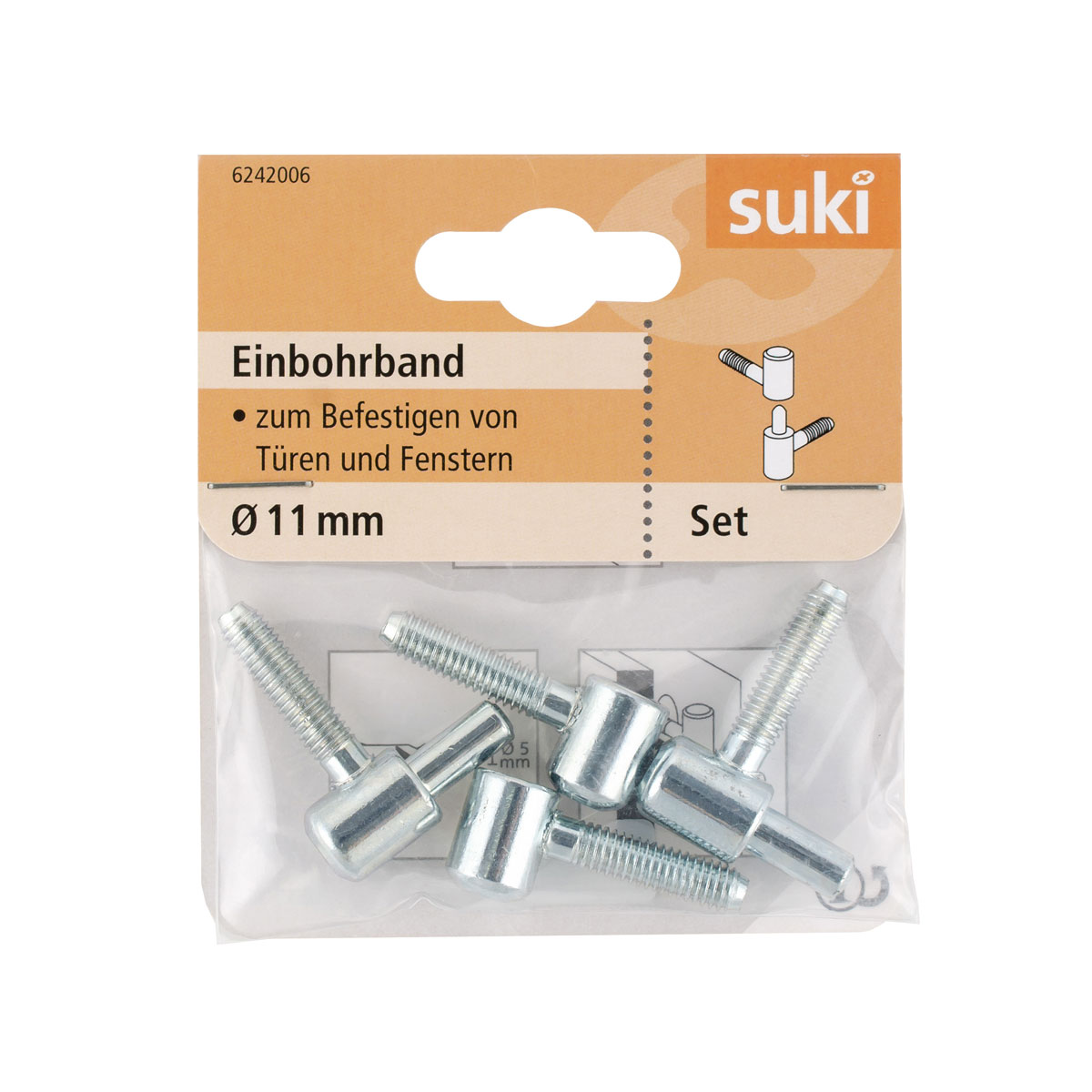 Suki Einbohrband Stahl Durchmesser 1,1x Durchmesser 0,59 x 2,5 cm verzinkt 2 Stück Bild 1