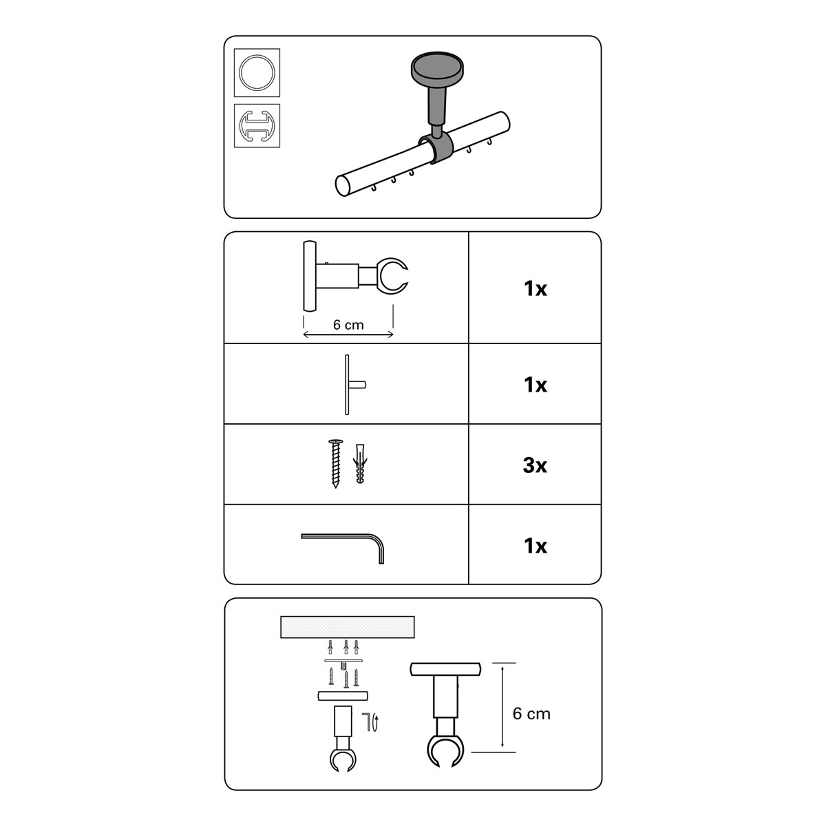 Gardinia Deckenträger Kira champagner Durchmesser 19 mm Bild 3