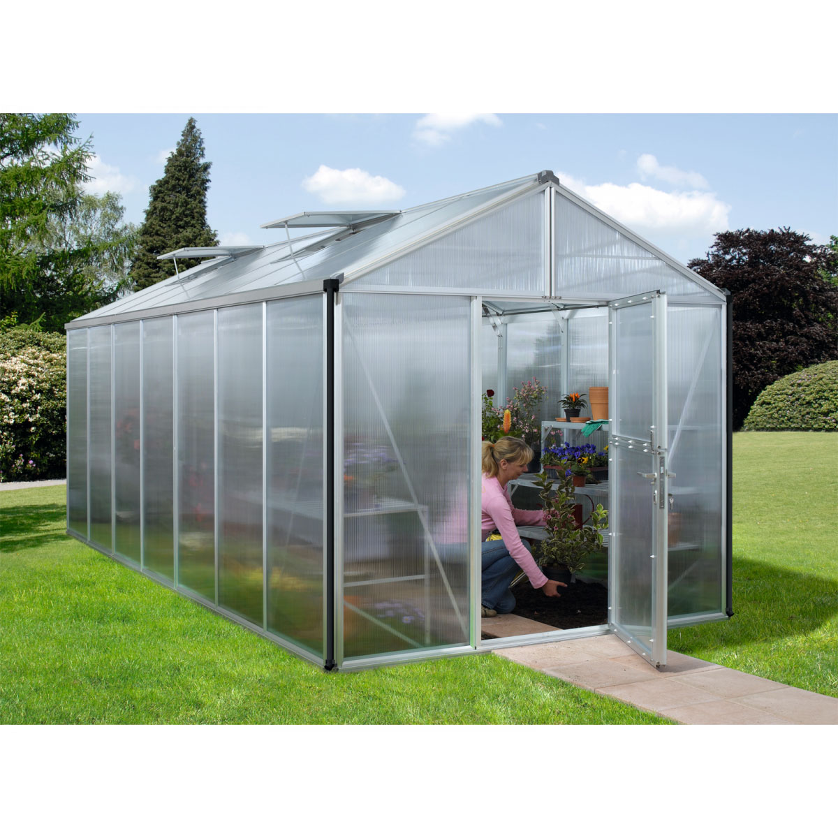 Vitavia Gewächshaus Zeus 13800 ESG 13,8m² 16 mm Hohlkammerplatte schwarz Bild 1