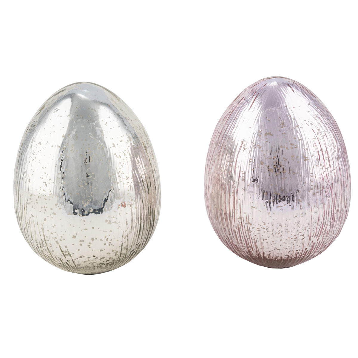 Glas-Ei Durchmesser 11x 15 cm rosa/silberfarben
