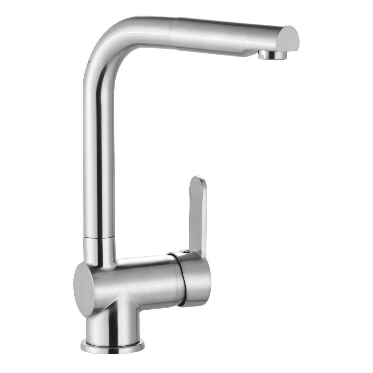 Spültischarmatur London Niederdruck mit herausziehbarem Auslauf Edelstahloptik