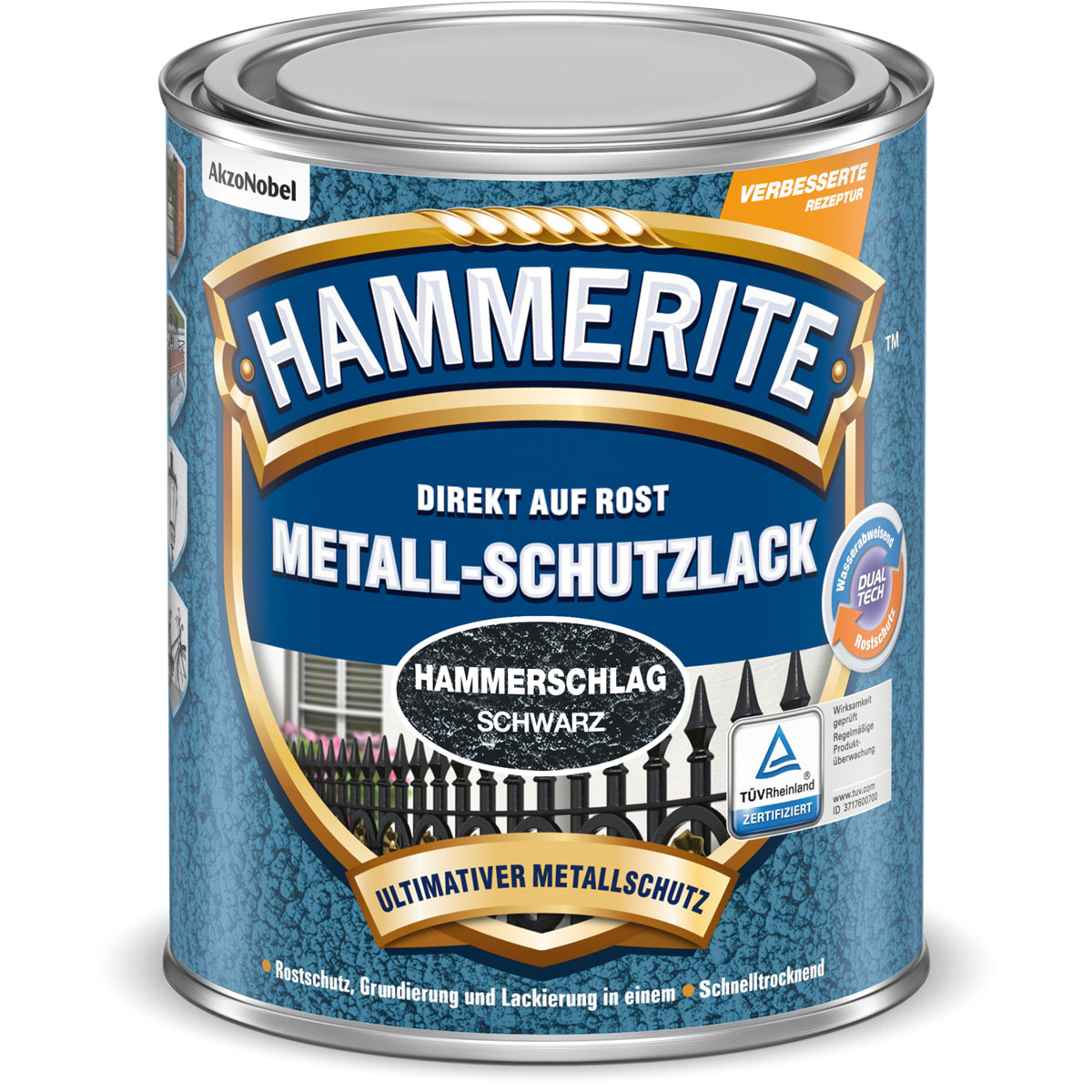 Hammerite Metallschutzlack schwarz Hammerschlag 2,5 L