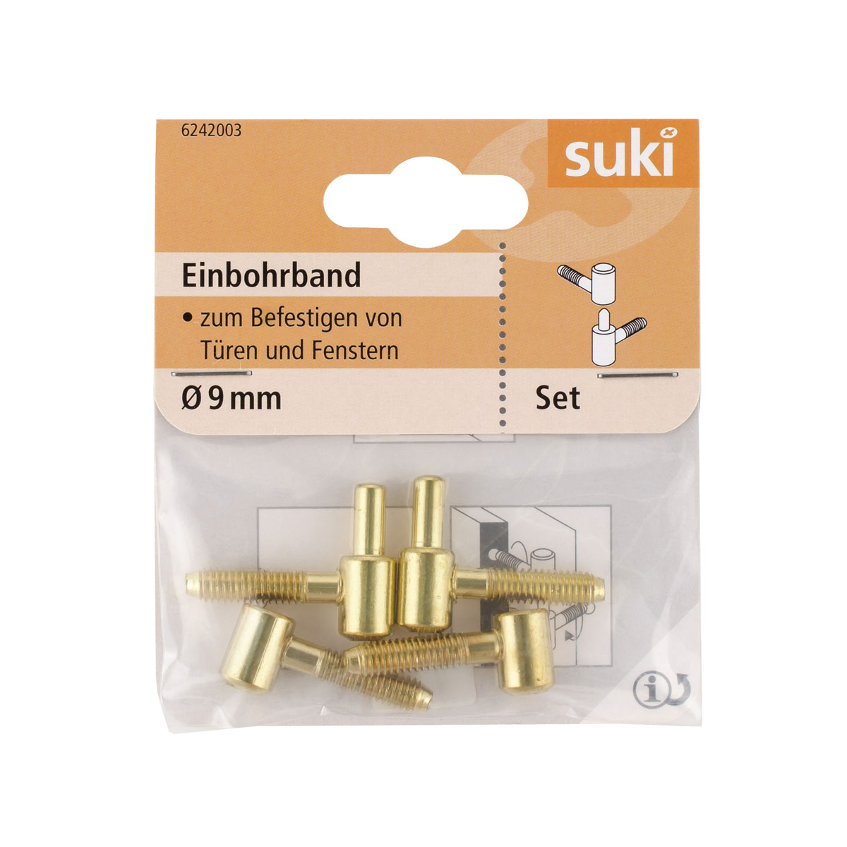 Suki Einbohrband Stahl Durchmesser 0,9x Durchmesser 5,4 x 2,5 cm vermessingt 2 Stück Bild 1