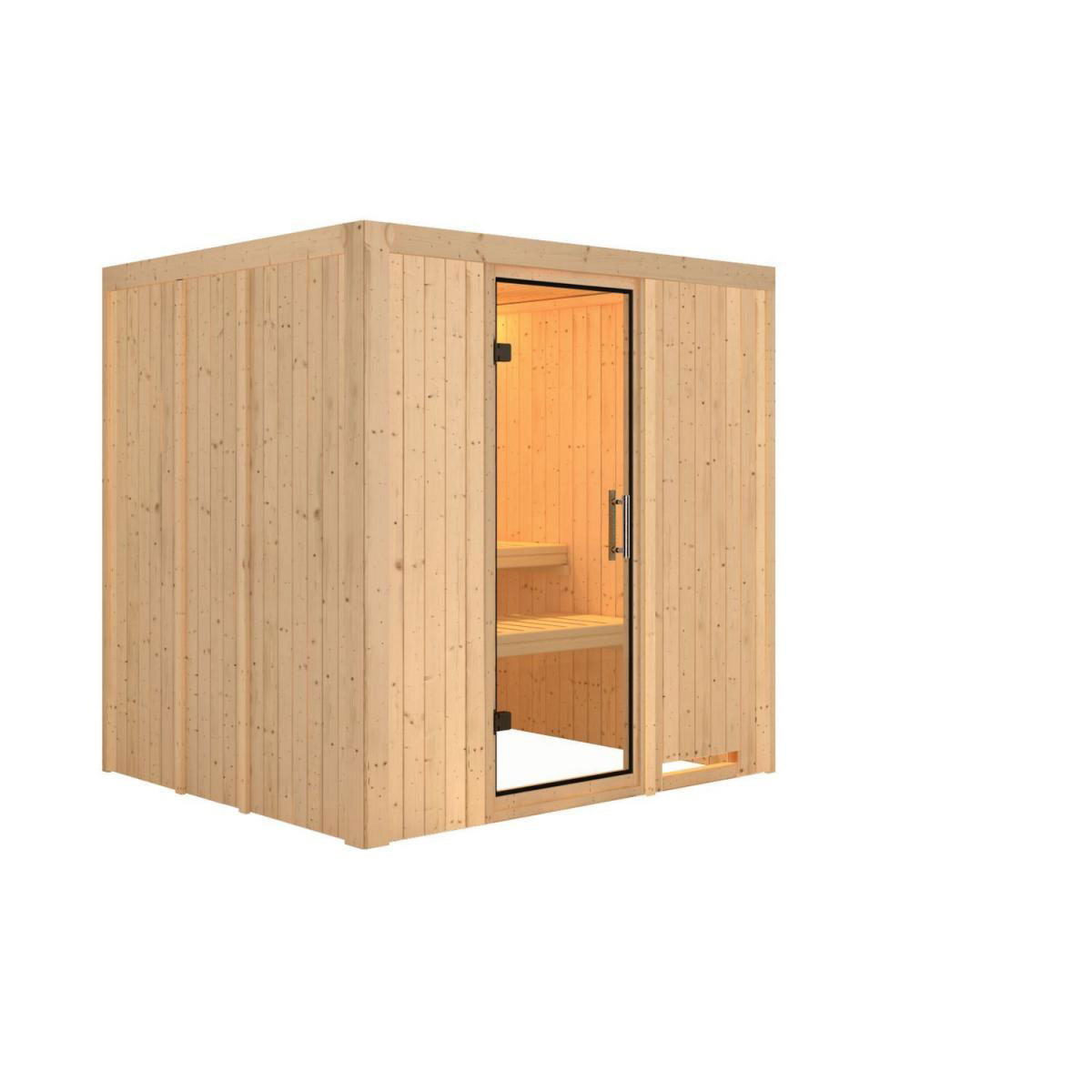 Karibu Sauna Sodin Fronteinstieg ohne Ofen kein Kranz Klarglas-Tür Bild 1