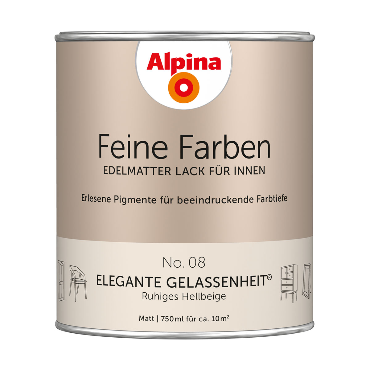 Alpina  Buntlack Feine Farben Lack No 08 Elegante Gelassenheit edelmatt 750ml