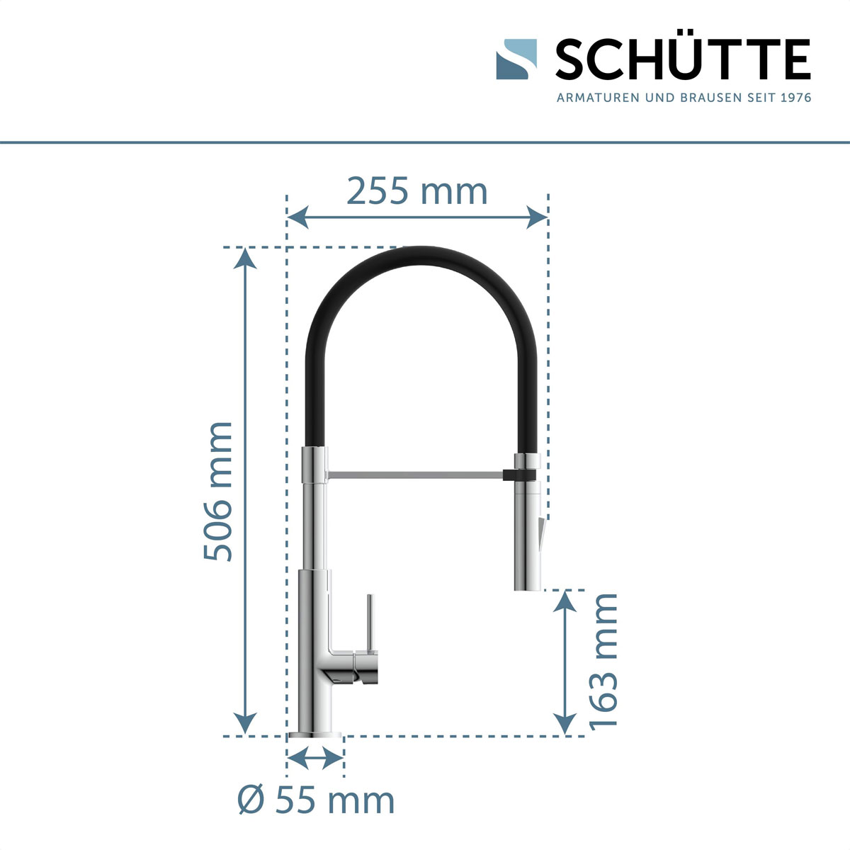 Schütte Küchenarmatur mit ausziehbarer Brause 79180 Stilo chrom schwarz Bild 4