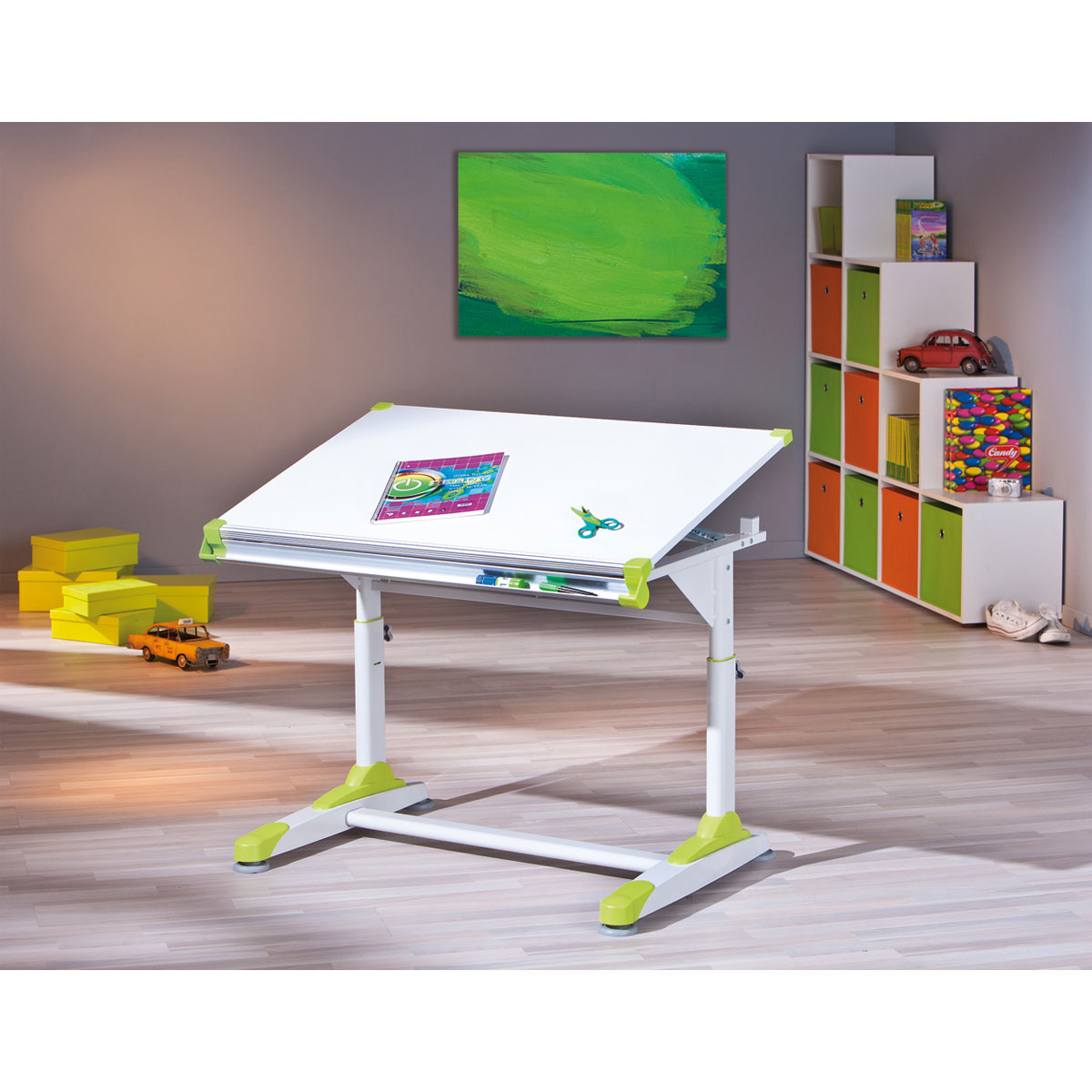 Inter Link Schüler-Schreibtisch „2 Colorido“, weiß Pink-Grün, 100x84x55 cm Bild 5