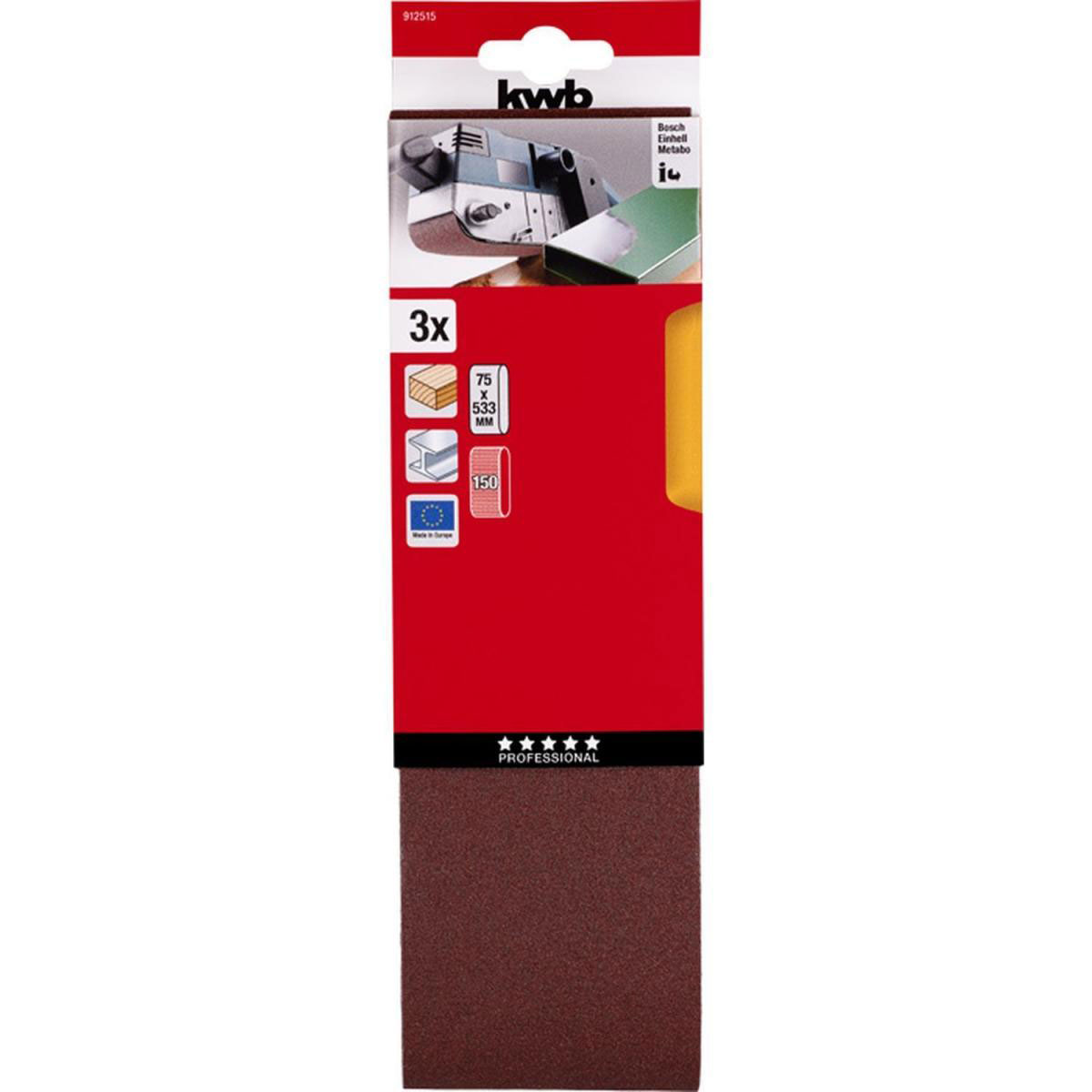 kwb  Schleifbänder Holz und Metall 75 x 533 mm K150 Bild 2