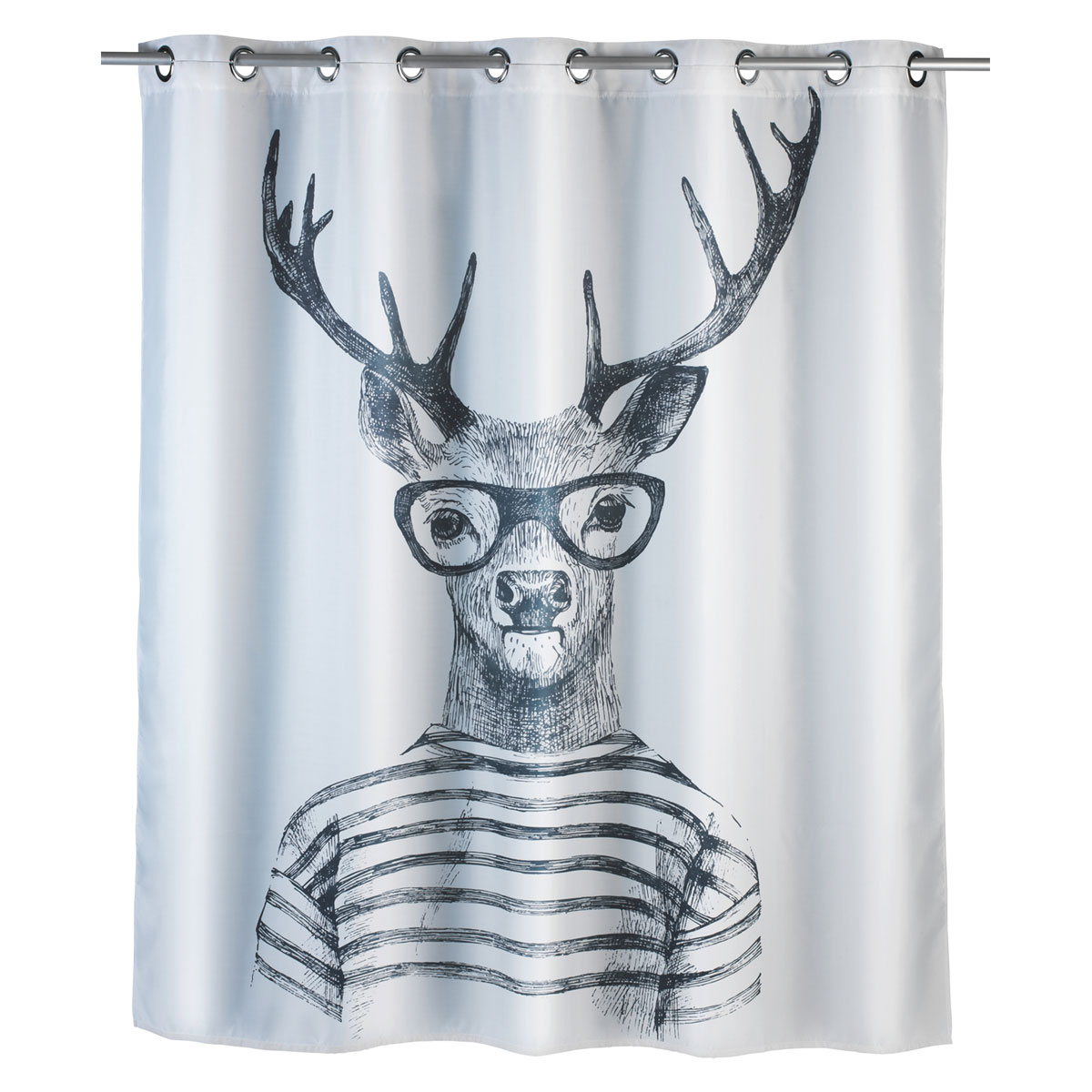 Wenko  Anti-Schimmel Duschvorhang Mr Deer Flex Textil Polyester 180 x 200 cm waschbar Bild 1