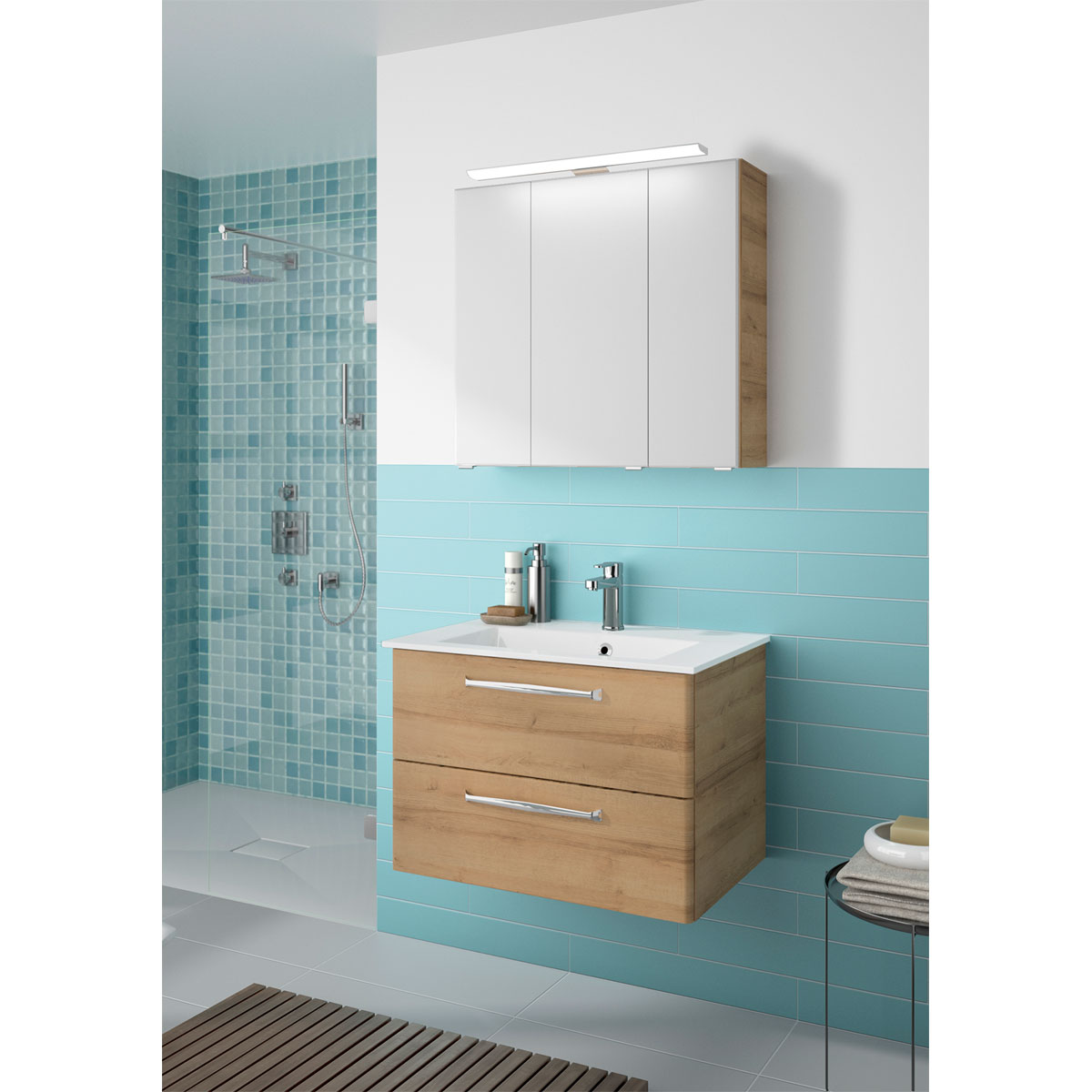 Pelipal Spiegelschrank Trentino inkl LED Aufsatzleuchte 75 x 72 x 20 cm Bild 2