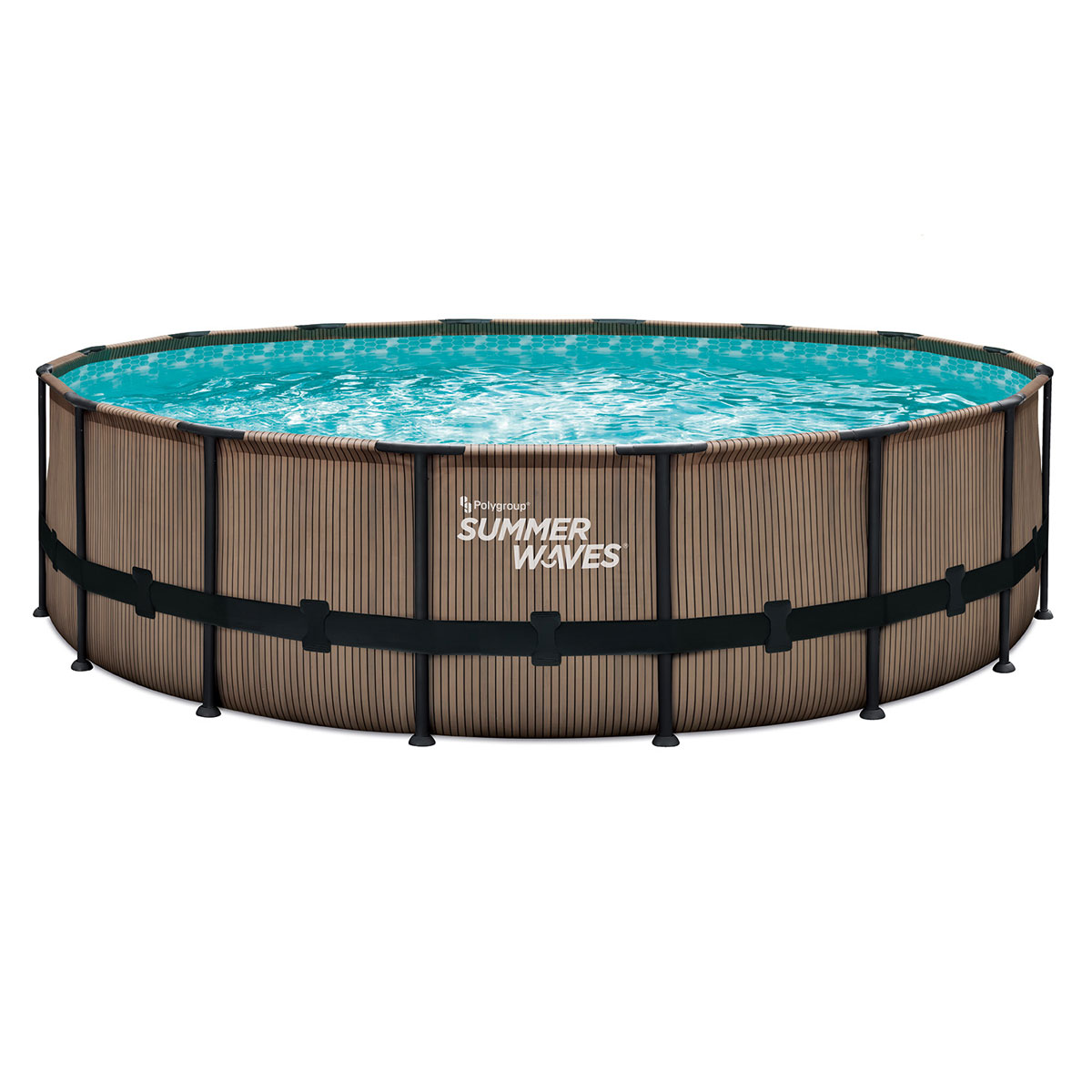 Summer Waves Elite Frame Pool 488x488x122cm Teak Optik