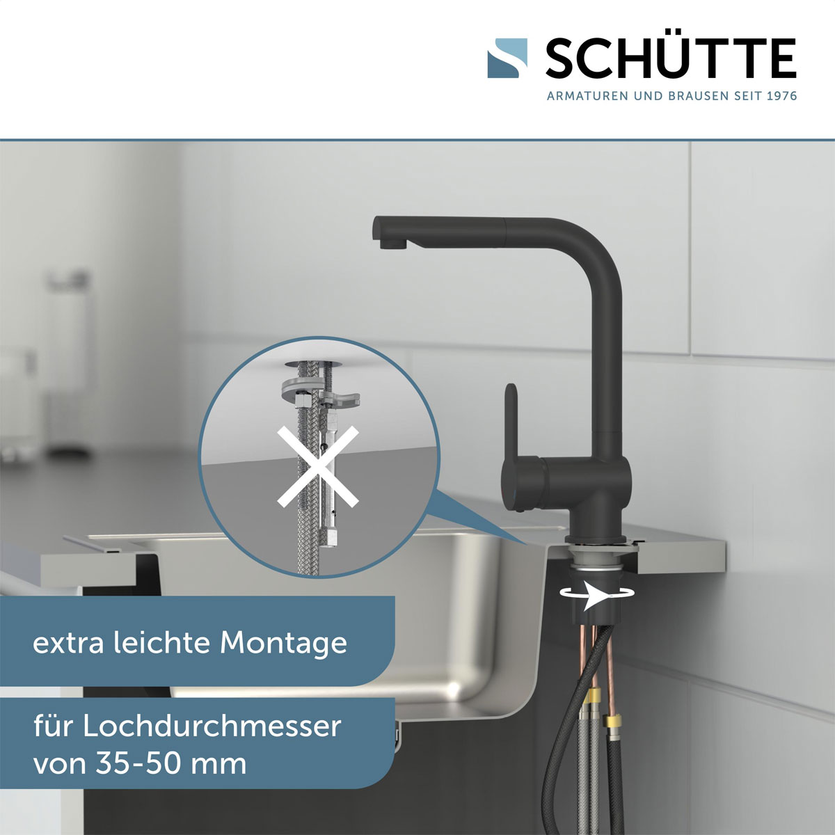Schütte  Spültischarmatur „London“ schwarz mit Geschirrbrause Bild 7