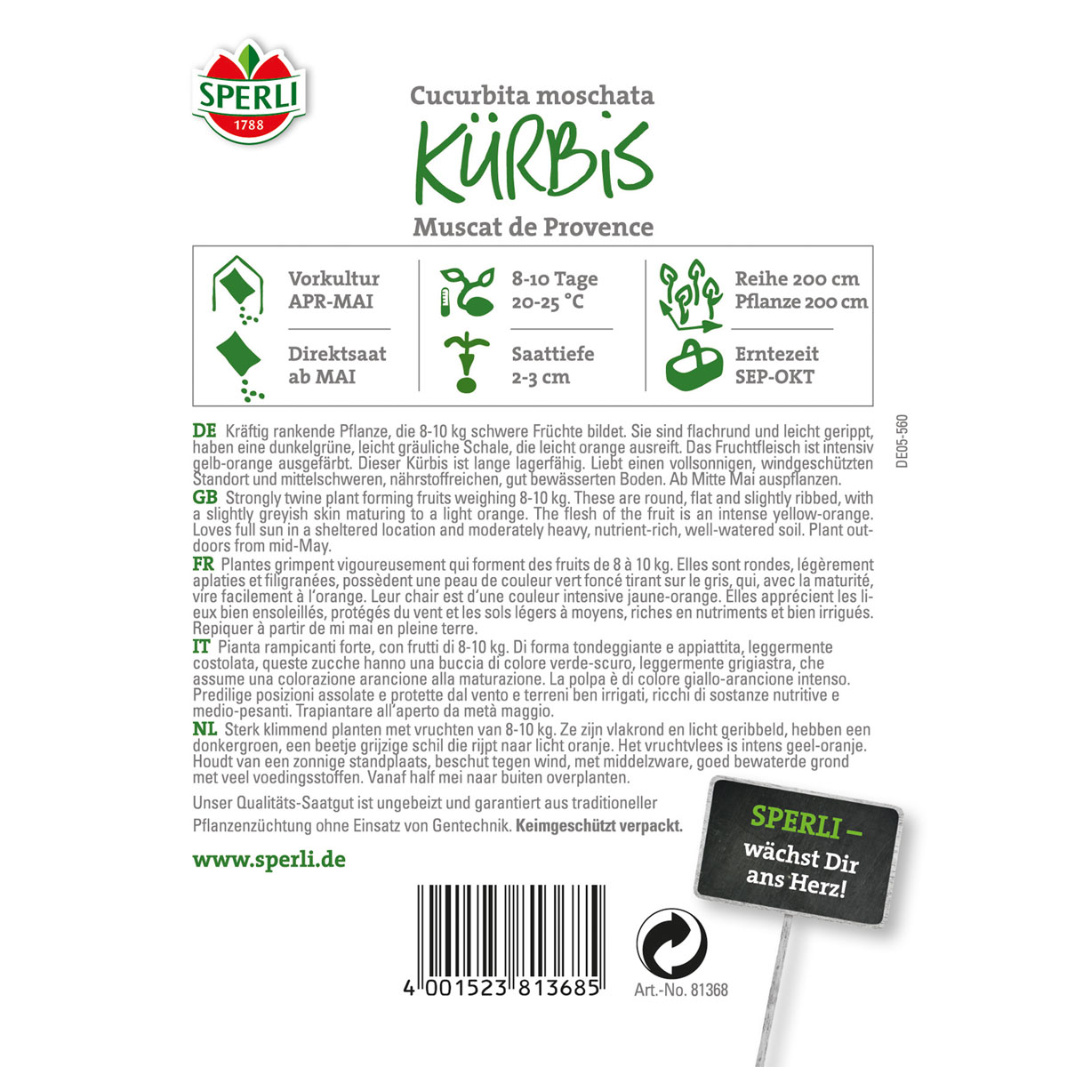 Sperli Kürbis Muscat de Provence Bild 2