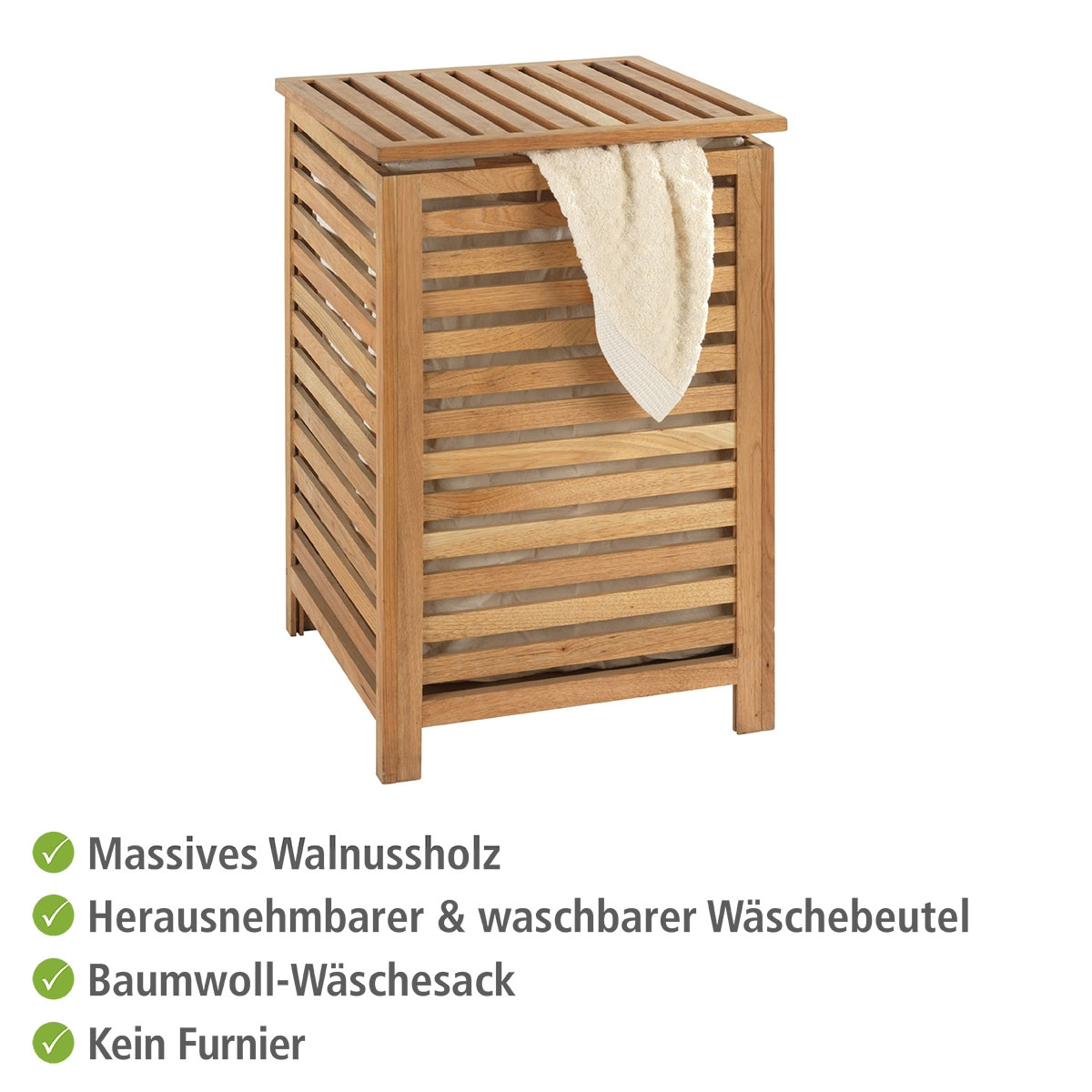 Wenko  Wäschetruhe Norway aus Walnussholz massiv Bild 2
