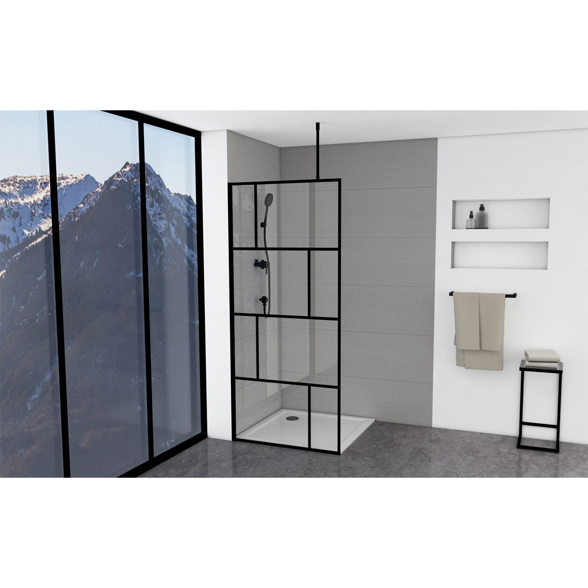 Aurlane Walk In Dusche Bricks schwarz 90 x 195 cm Bild 9