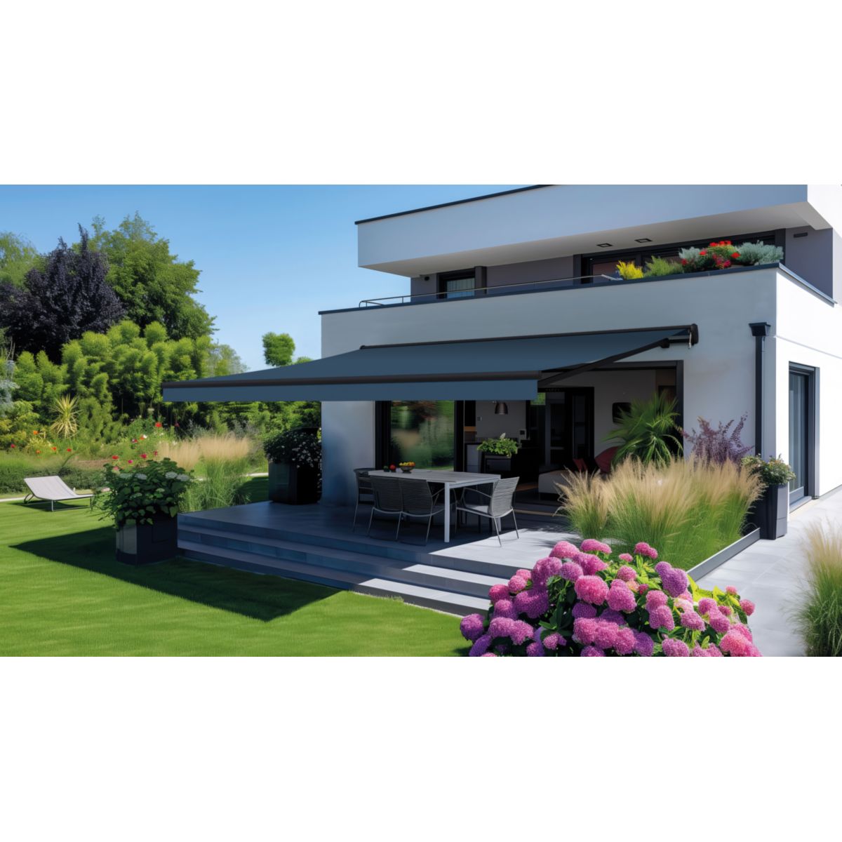 Durabil Halbkassettenmarkise Mistral anthrazit 500x300 cm, Design Beach Waves Bild 5