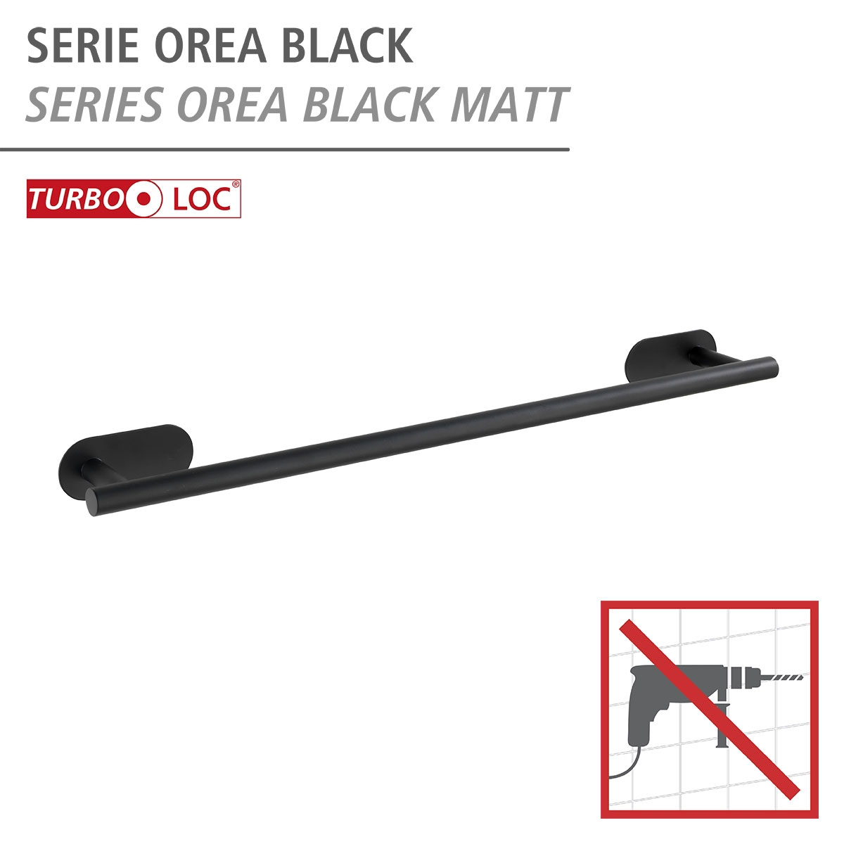 Wenko  Turbo-Loc Edelstahl Badetuchstange Uno Orea Black Matt Handtuchstange Befestigen ohne bohren Bild 2