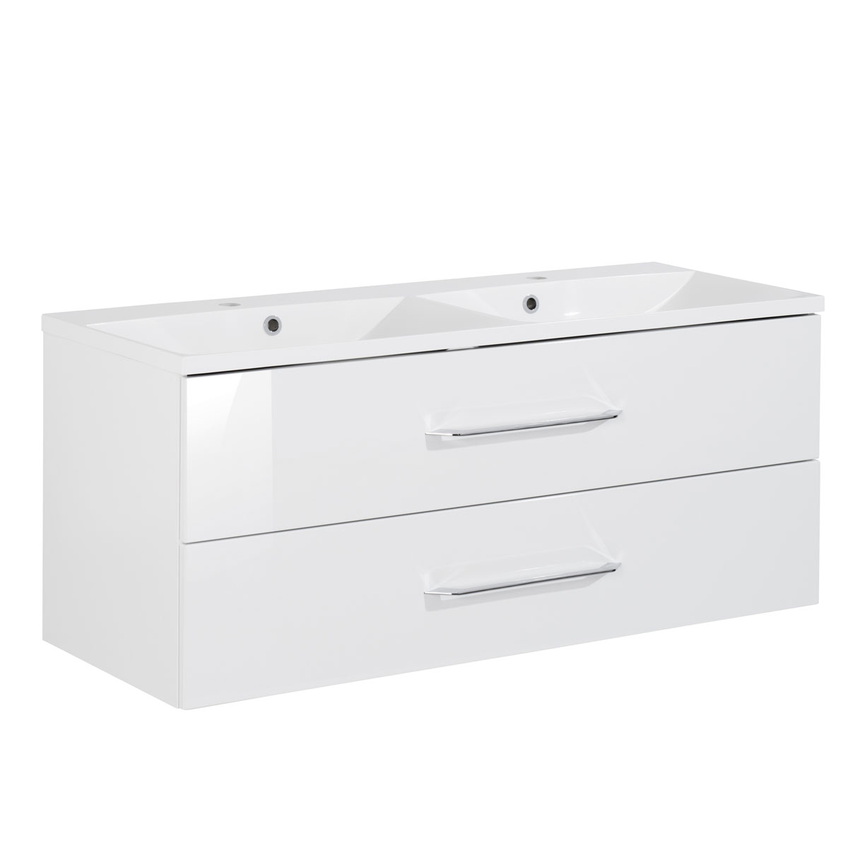 Fackelmann Doppelbecken-Waschtischset B.clever 120 x 51 x 46 cm weiß