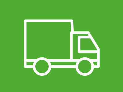 Symbol eines LKWs auf grünem Hintergrund.