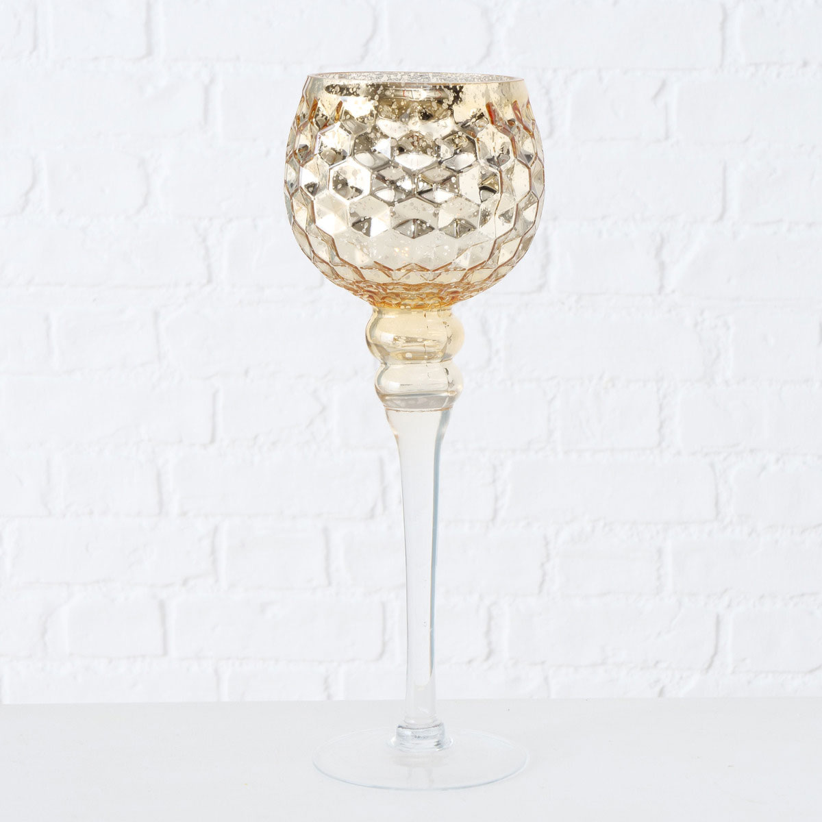 Windlicht Manou Rund 30 x 12 x 30 cm gold Glas Kelch Bild 4