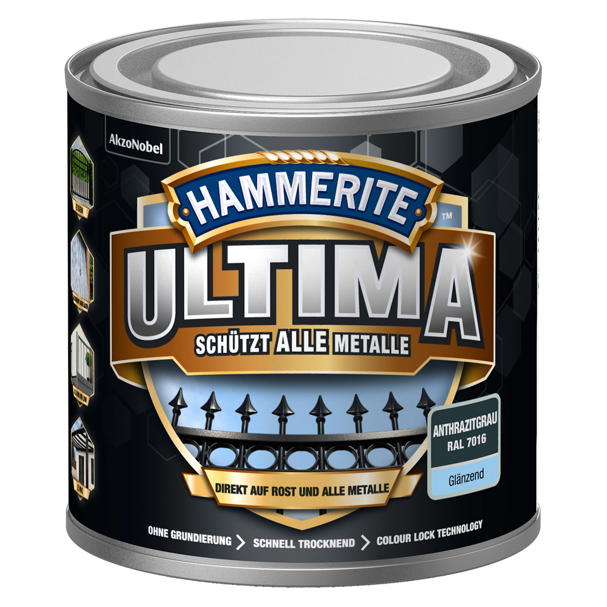 Hammerite Metallschutzlack Ultima anthrazitgrau glänzend 250 ml