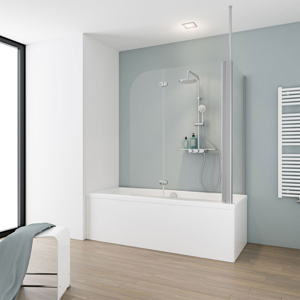 Schulte Badewannenfaltwand Komfort inkl Seitenwand grau