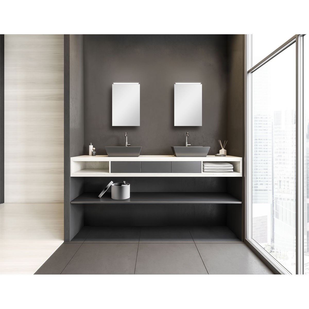 DSK  Design LED Spiegelschrank Aluminio Vegas 40 x 60 cm Bild 3