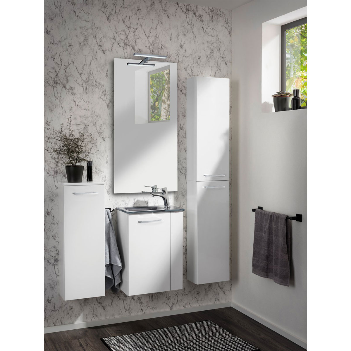 Fackelmann  Gäste-WC Waschtischunterschrank links SBC 440 x 600 x 243 mm Weiß Bild 9