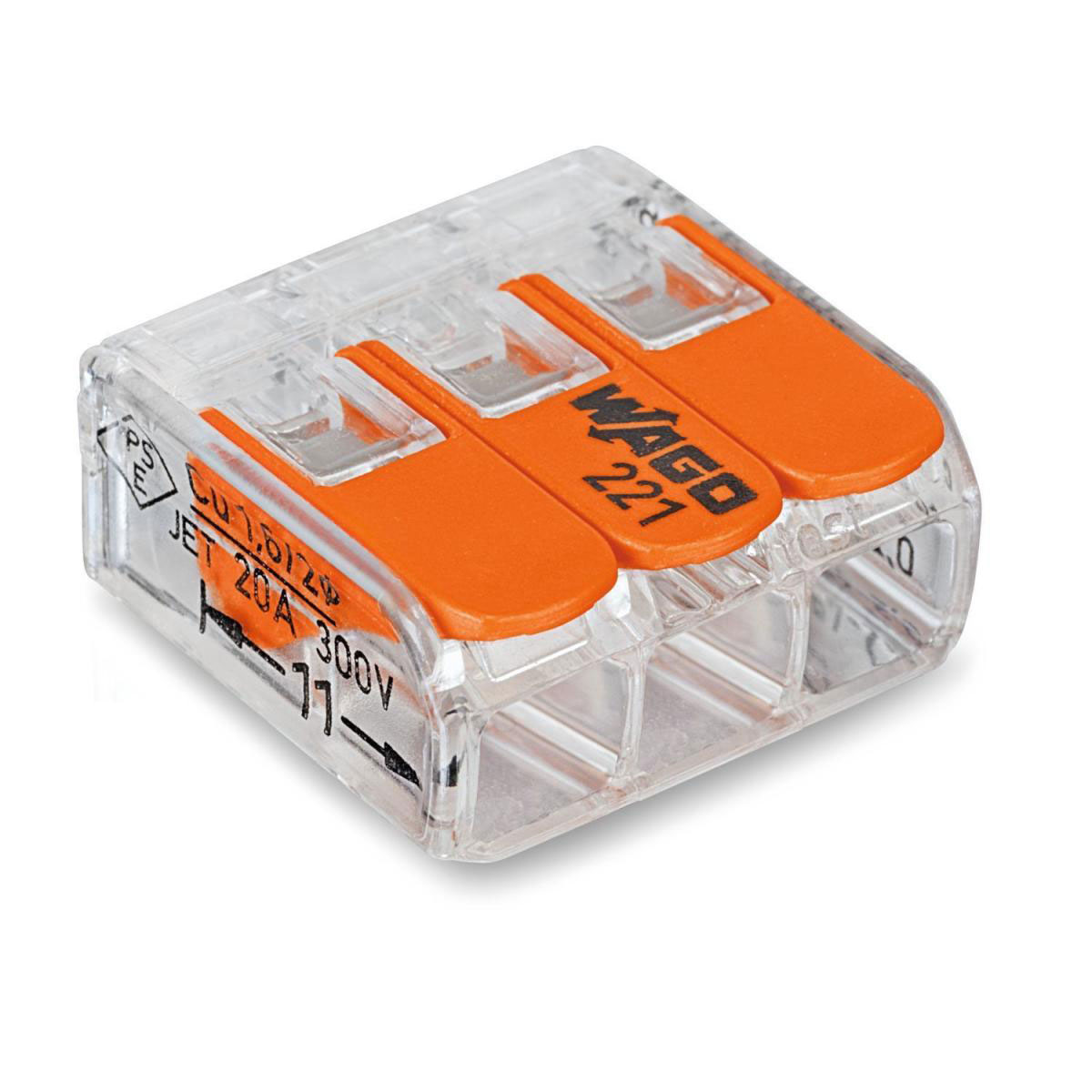 Wago-Compact Klemme und Hebel VDE 3 x 0,2-4 mm² 50 Stück