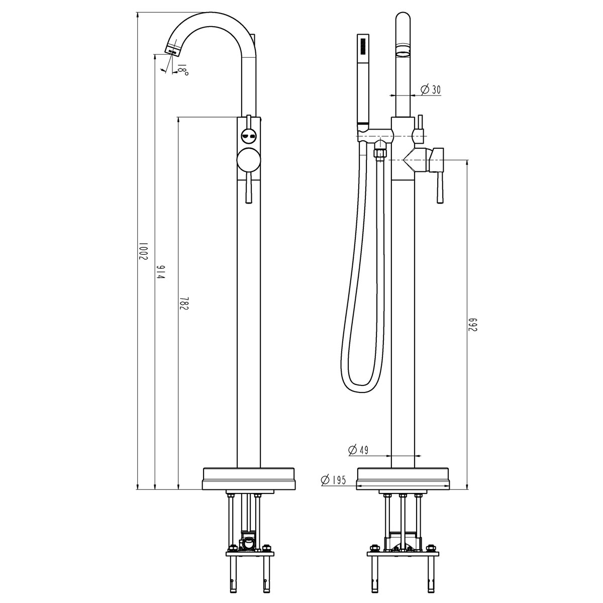Wannenfüllarmatur freistehend chrom Bild 4
