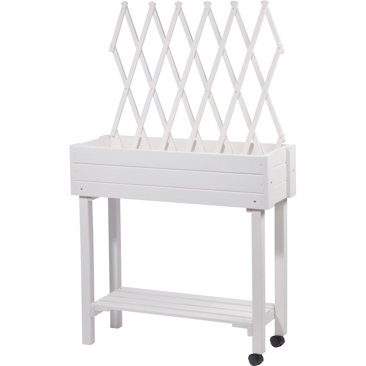 dobar Hochbeet mit Rankhilfe rollbar 79 x 130 x 28,5 cm weiß