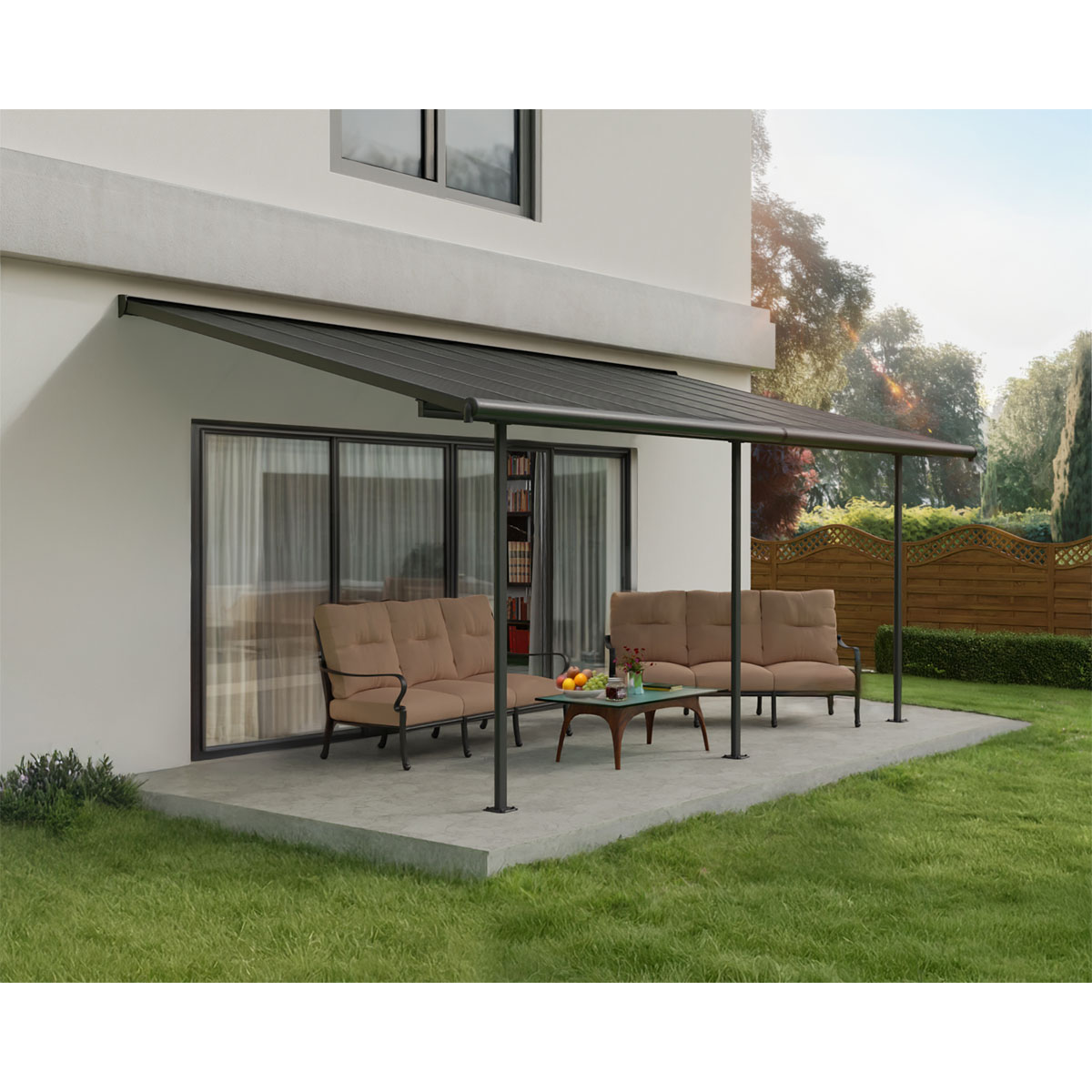 Palram Canopia Capri Alu Terrassenüberdachung Polycarbonat 3x6,2 m grau
