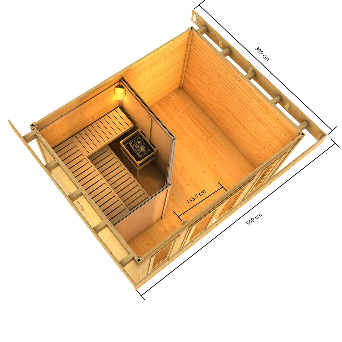 Karibu Saunahaus Nordin naturbelassen Bio externe Seuerung Bild 2