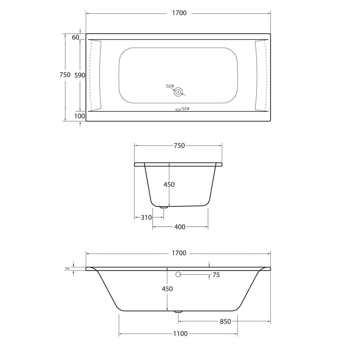 Ottofond Whirlpool-Set Rosa 170 x 75 cm mit WE-Luxus und Farblichtwechsler Bild 2