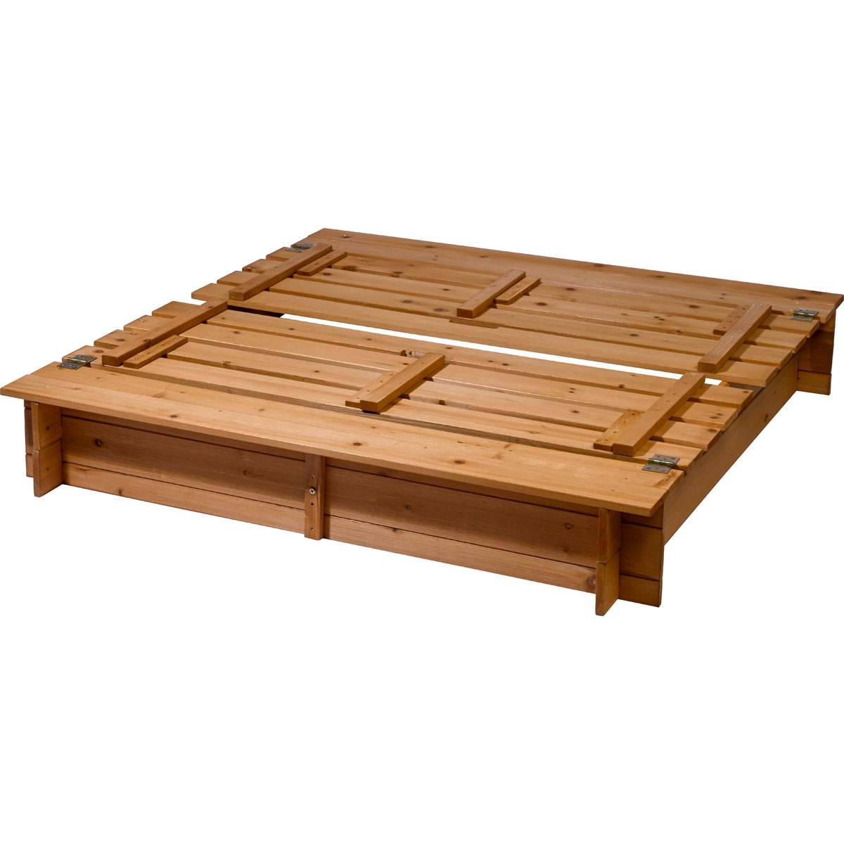 dobar Sandkasten mit Sitzbänken 118 x 118 x 21 cm braun Bild 1